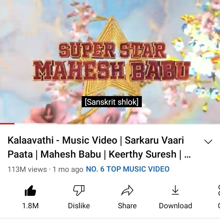MaheshFanTrends's tweet photo. Its 1.8M likes For Melody Song Of The Year #Kalaavathi in 44 days 🥁Marching towards Fastest 2M in TFI

https://t.co/dSvSy7mFgG https://t.co/vVZBoTuWTS