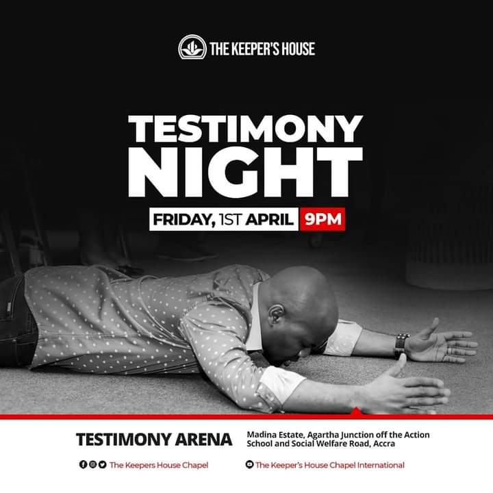 Thekeepershouse's tweet photo. No better way to start the first day of a new month than with Testimony Night. Join us on the 1st of April at The Testimony Arena for a night of the supernatural with our Father @FrancisAubyn. Come and be blessed.
#TestimonyNight
#Salvation2022
#GodwillSaveUs https://t.co/m1P4BFTL8t