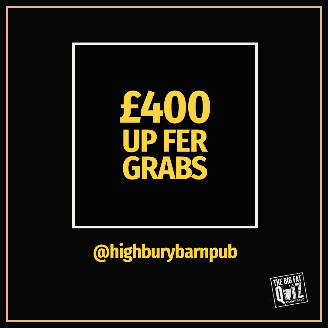 📣 JACKPOT FER GRABS 📣
 <a href="/highburybarnpub/">The Highbury Barn Pub</a> this WEDNESDAY...Who's in?
All deets below 👇
WEDNESDAY 7pm 📆
The Best team a £50 bar tab  🍻
Brewery tour for 4 people 🍻🍻🍻🍻
Play Your Cards Right rolling CASHPOT🃏♣️
26 Highbury Park, London N5 2AB
020 7226 2383 | BOOK ONLINE ☎️