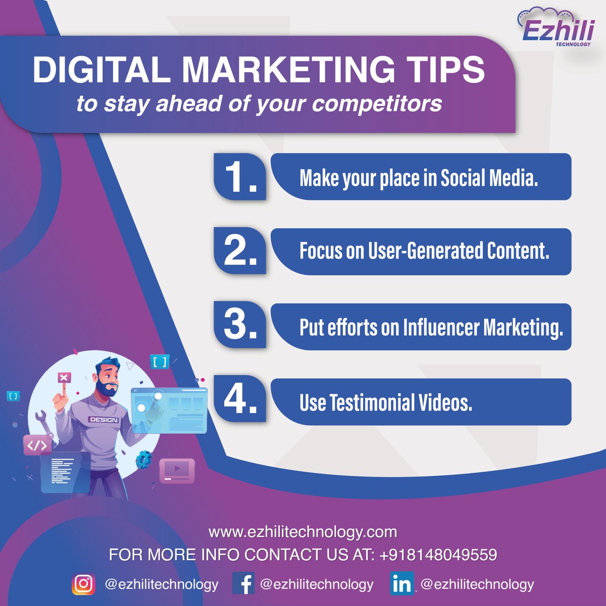 ezhili_tech's tweet image. Do You Know How to Stay ahead of Your Competitors in Digital Marketing.
Then you must definitely checkout this post.

Follow us on : @ezhili_tech 

Website : ezhilitechnology.com

#SEO 
#business 
#marketing 
#digitalmarketingagency 
#socialmediamarketing 
#SocialMedia