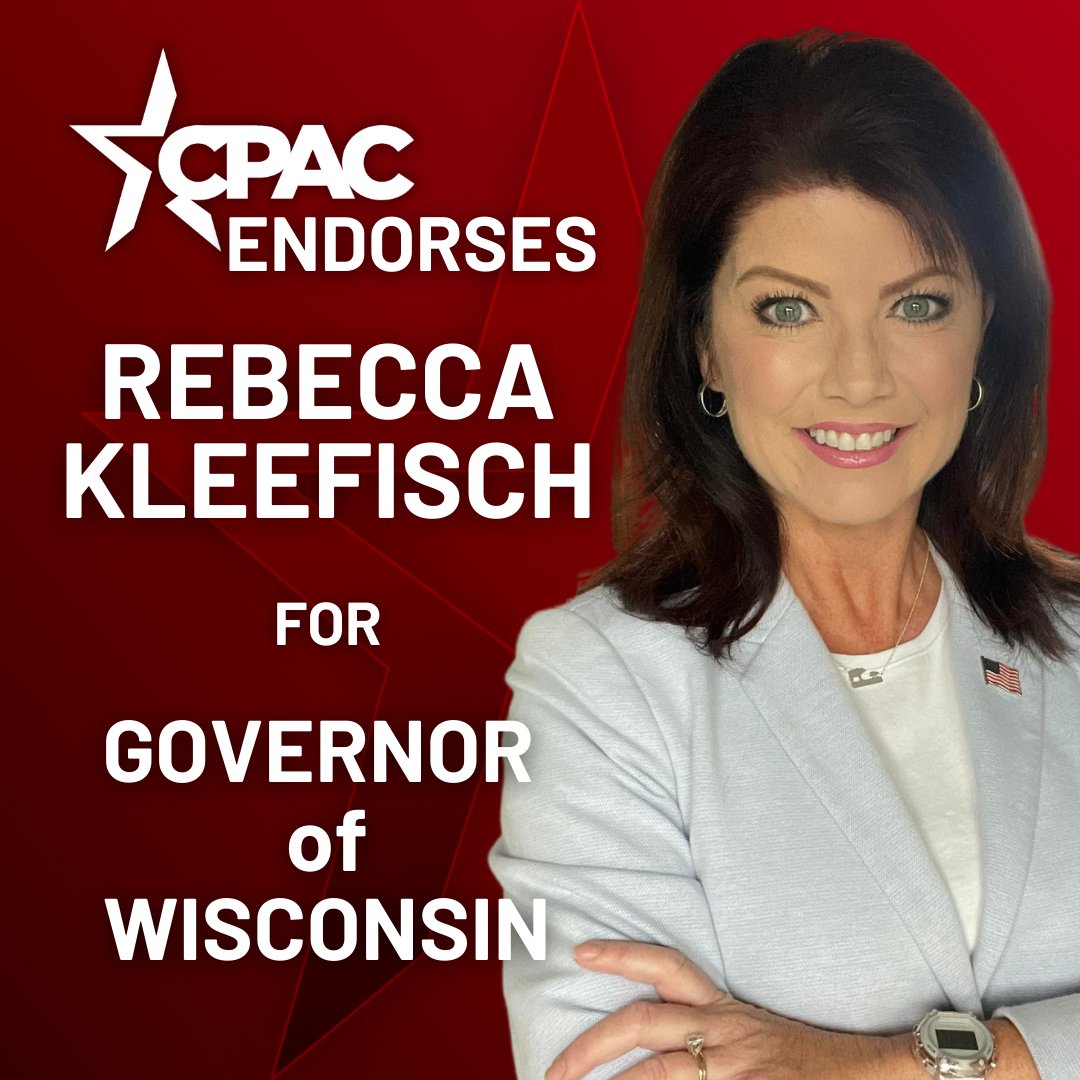 .<a href="/RebeccaforReal/">Rebecca Kleefisch</a> is an unwavering conservative leader for WI. Her previous service as Lt. Gov shows Rebecca knows how to get the job done. She will defend the rights of parents and get the economy back on track. CPAC endorses Rebecca Kleefisch to be the next Gov of Wisconsin.