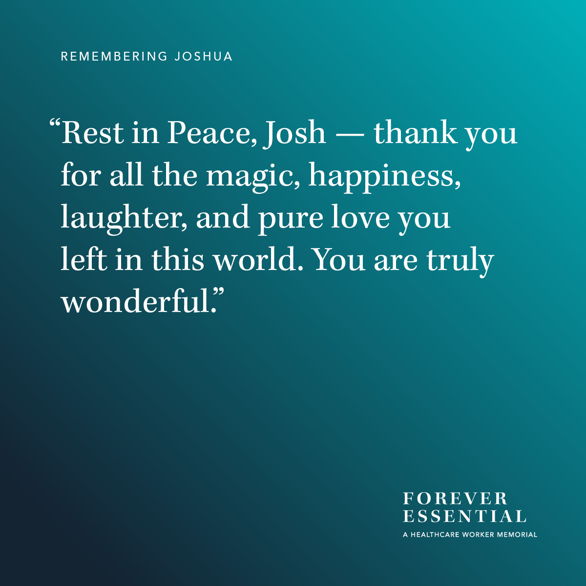 freveressential's tweet photo. Joshua and his sister were inseparable. They spent countless hours together at Disney parks around the world where Joshua took beautiful photos that he shared with his 25,000 Instagram followers. He was 29 and leaves behind his sister and his parents. #ForeverEssential https://t.co/PlFPLuNjW8
