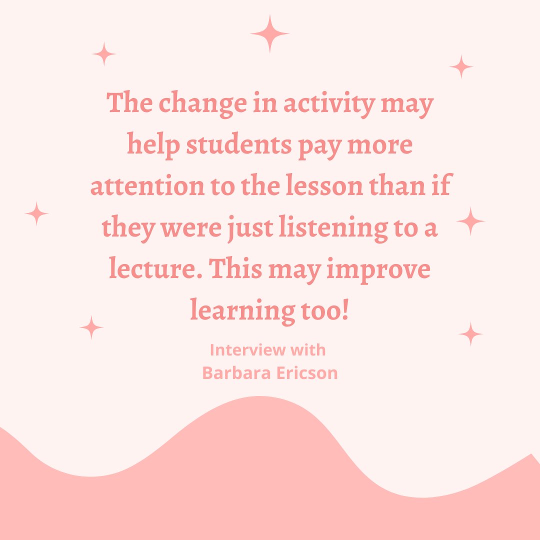 CSTeachingTips's tweet image. Hello Again!
An interview with Barbara Ericson, discusses how having kinesthetic activities can improve the learning for the students and be more engage in the material!