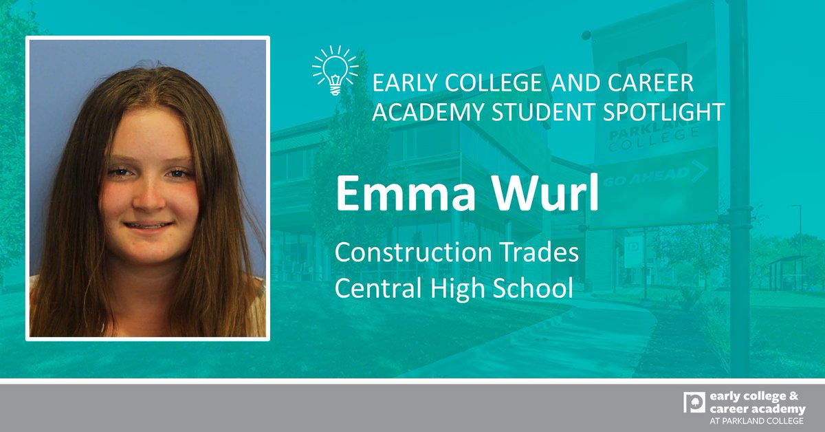 ECCA (@ecca_efe) on Twitter photo Emma Wurl, a SR at Central HS, is enrolled in ECCA Construction Trades. After graduation, she plans to enroll in Construction Mgmt. at <a href="/parklandcollege/">Parkland College</a>. Her favorite part of the program has been learning and experiencing the different trade options. Keep up the great work, Emma! Emma Wurl, a SR at Central HS, is enrolled in ECCA Construction Trades. After graduation, she plans to enroll in Construction Mgmt. at <a href="/parklandcollege/">Parkland College</a>. Her favorite part of the program has been learning and experiencing the different trade options. Keep up the great work, Emma!