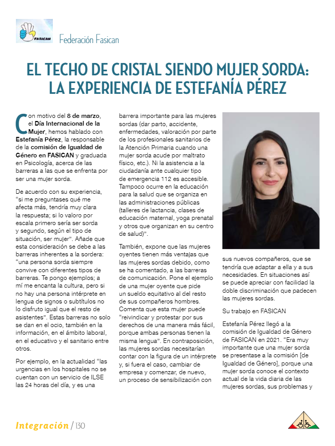 PsychoSign's tweet photo. Como representante de la Comisión de Igualdad de Género de la @FASICAN96 he tenido la oportunidad de hablar en la revista "Integración. La voz de la Discapacidad en Canarias", acerca de las vivencias y dificultades con las que se encuentran las mujeres sordas en su día a día. https://t.co/vukYBSBZPL