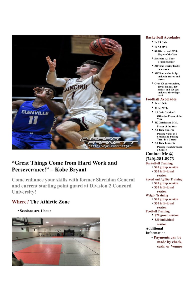 athletic_zone's tweet photo. Former Sheridan General basketball and football standout and current starting point guard for Division 2 Concord University is giving back to his community! Contact @EthanHeller4 if you are interested💪🏻 https://t.co/pox2L3aolx