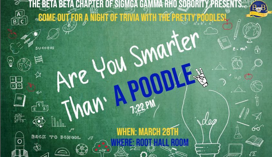 IndStateFSL's tweet photo. Join @BetaBetaPoodles for their "Are You Smarter Than a Poodle" event this evening as part of their week. https://t.co/AXn9ot4tW7