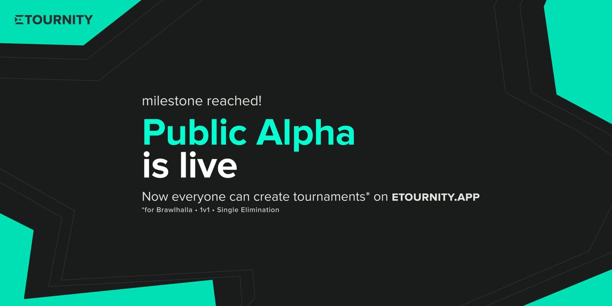 etournity_app's tweet photo. PUBLIC ALPHAAAAA is live.

Now EVERYONE can create tournaments on https://t.co/MtdjYj8RLX https://t.co/LfeOjQKbkQ