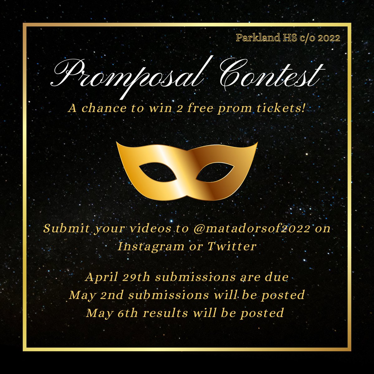 Matadorsof2022's tweet photo. The week of May 6th, YOU the seniors will vote for the best promposal! Results will be posted that Friday! https://t.co/imcL4JyGBj