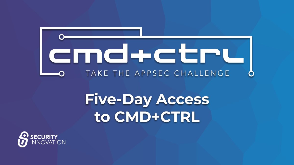 SecInnovation's tweet photo. Engage and up-skill your team with the CMD+CTRL #AppSec Challenge. Teams learn through bite-sized courses, transform concepts into skills, and master defenses against real attack scenarios.
Register or Learn More: https://t.co/1RJiToEhwZ
#cmdctrl #cyberrange #appsecurity https://t.co/UoYynvJpdj