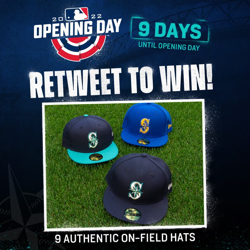 Mariners's tweet photo. 🧢 RETWEET TO WIN 🧢 

We're giving away 9️⃣  New Era caps thanks to the @MarinersStore! Hit that retweet button for a chance to win. #SeaUsRise