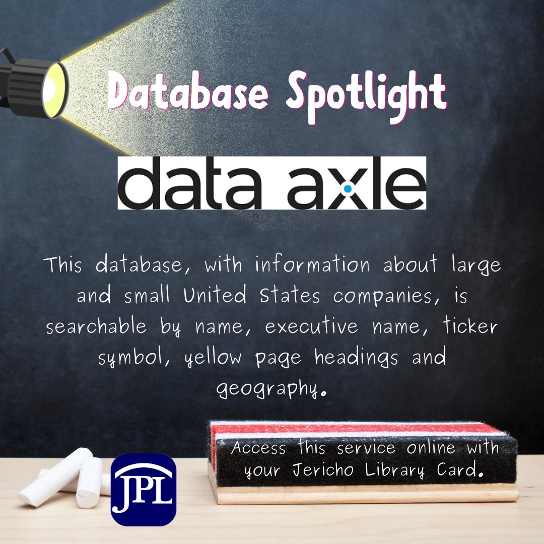 Jericho_library's tweet photo. Each week we are showcasing one of our databases available to Jericho Cardholders. Explore what this week's is....
https://t.co/G8cahhSXmr
#JerichoLibrary #JerichoPublicLibrary #JPLDatabases https://t.co/s9Bq7YeLyg