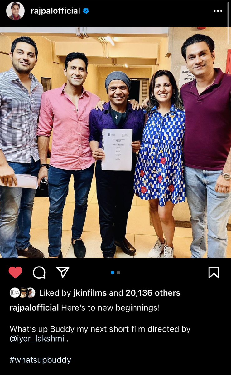LakshmiRIyer's tweet photo. Cheers 🥂 @rajpalofficial so happy to have you on board for this beautiful short film can’t wait to shoot 🤟
#whatsupbuddy @AdirajMalhotra #arjunmalhotra #jaykinra https://t.co/owx0f4catF