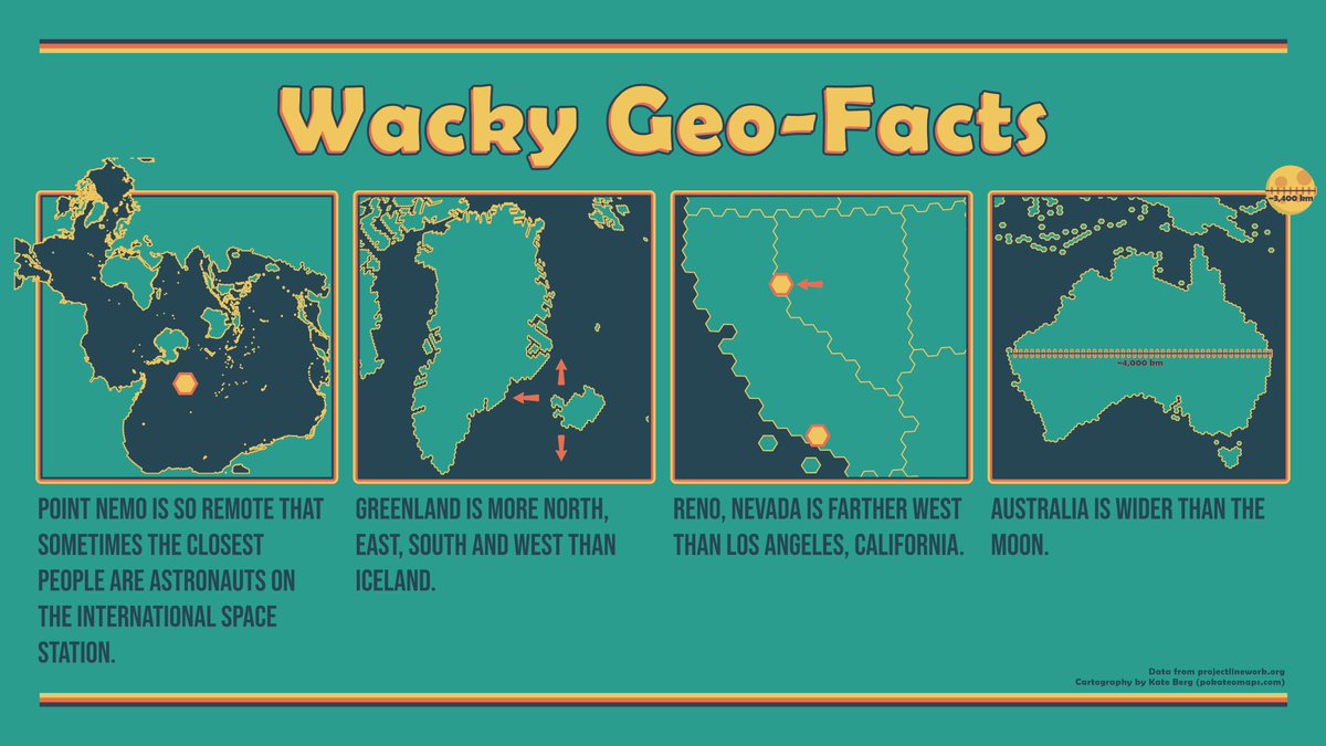 pokateo_maps's tweet photo. Here's a map showing a couple wacky geo-facts. Is there an even wilder fact that I missed? https://t.co/QDb9zt7RzH