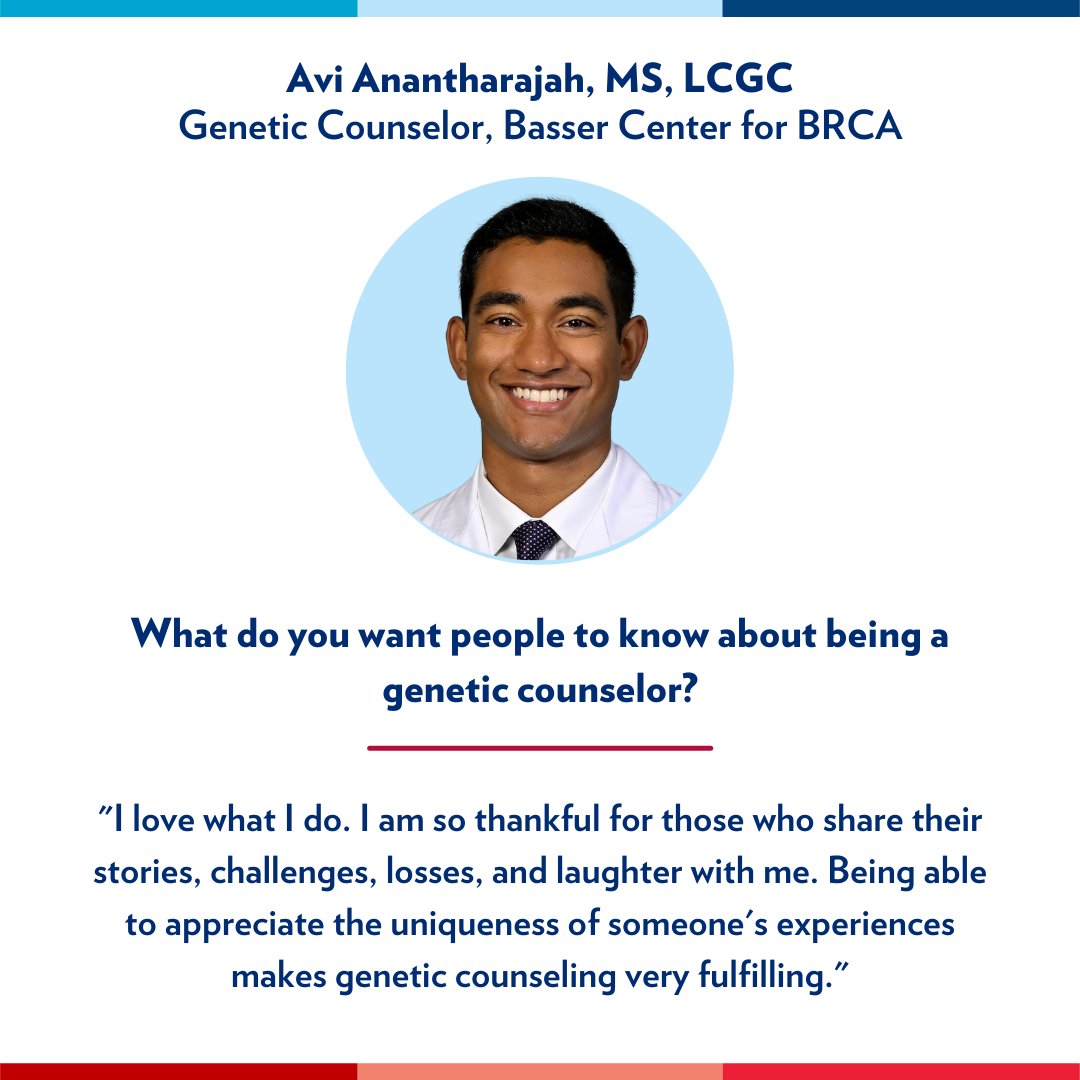 BasserBRCA's tweet photo. Meet Avi Anantharajah, MS, LCGCMS, LCGC, Genetic Counselor at the Basser Center for BRCA https://t.co/KxV0mnaukG