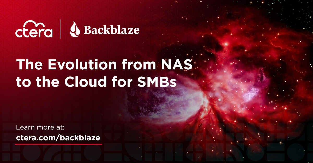CTERA's tweet image. [BLOG]: Chief Strategy Officer, @odedna, at CTERA sees many SMB&apos;s making the switch from NAS to the cloud. Learn how CTERA&apos;s new partnership with Backblaze can help your business make that shift. #smb #nas #cloudfilestorage 
Read the full blog: ctera.com/company/blog/t…
