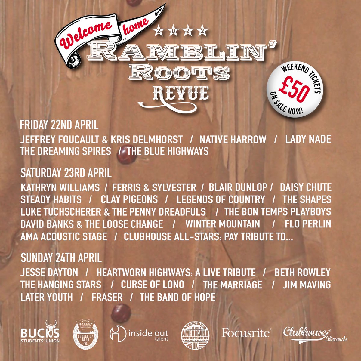 A little over 3 weeks until we welcome you back through our doors, we’ve missed you! Have you got your tickets yet? 🎫 : bit.ly/3B7ckFM FULL Weekend £50 Friday £20 Sat £25 Sun £20 #RRR2022