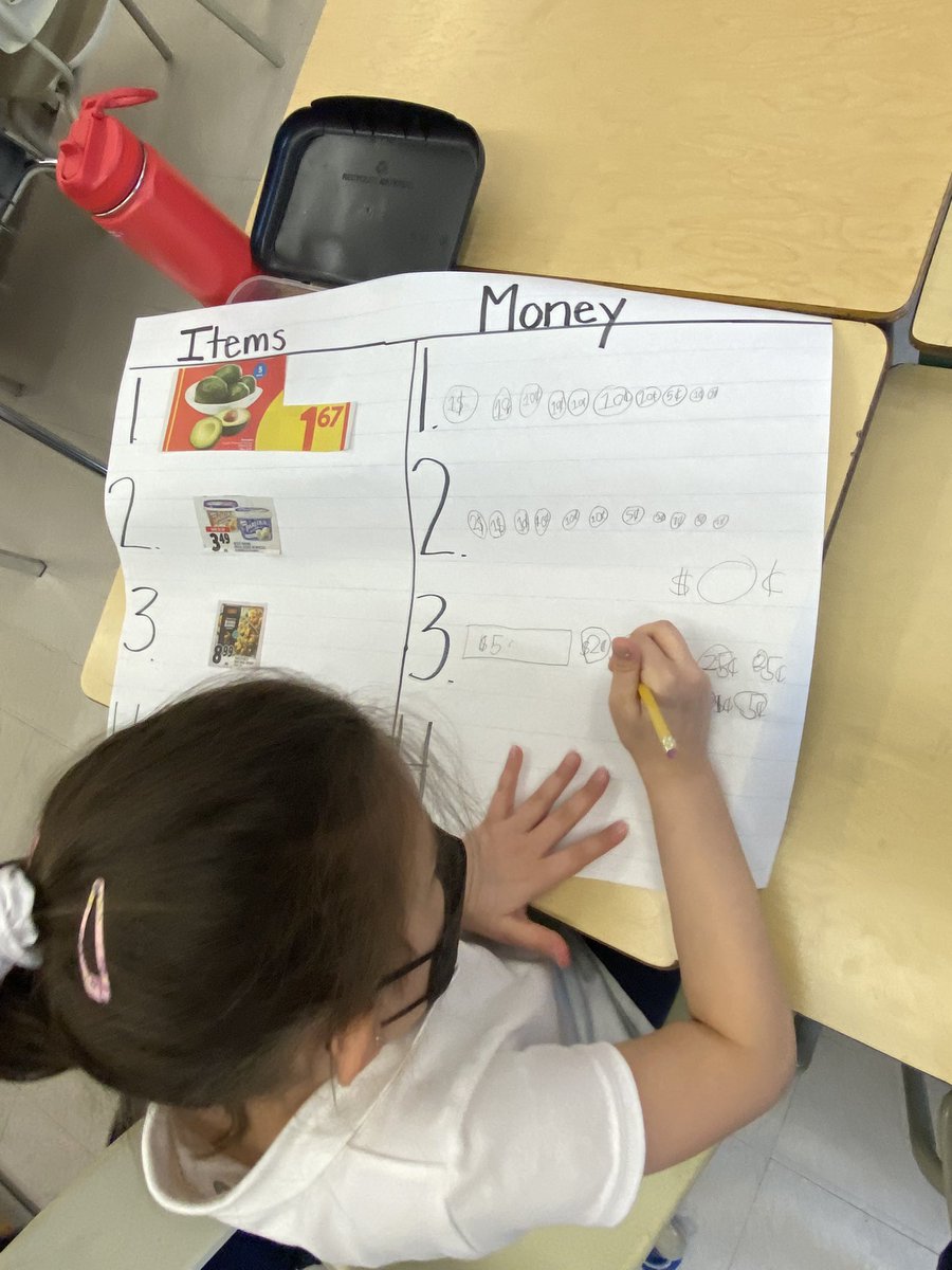 Ms_Marcoccia's tweet photo. This afternoon the grade 1/2 students had a successful shopping trip during Math!✔️The students cut, pasted and drew the correct amount of money for the items that they found in different flyers. @TCDSB https://t.co/aEjyknAwuv