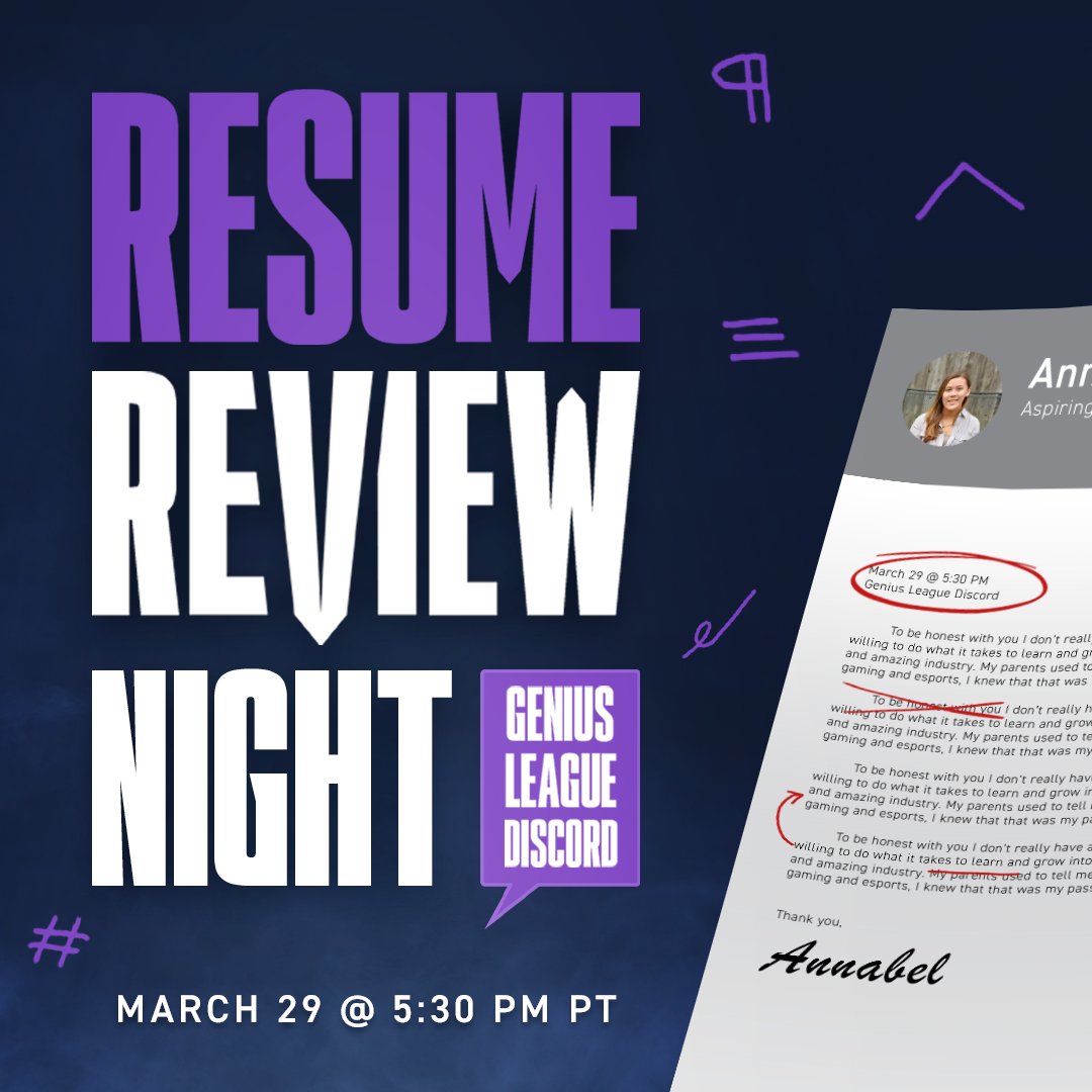 EunyKalon's tweet photo. We have another 🗒️ Resume Review tonight in the Genius League!

🎓 Graduating?
📋 Applying for an internship?
🗣️ Looking to network?

To participate in our group review session tonight, make sure to join the Genius League:

🔗 https://t.co/li0WnCje8D https://t.co/XffVrzQMEY