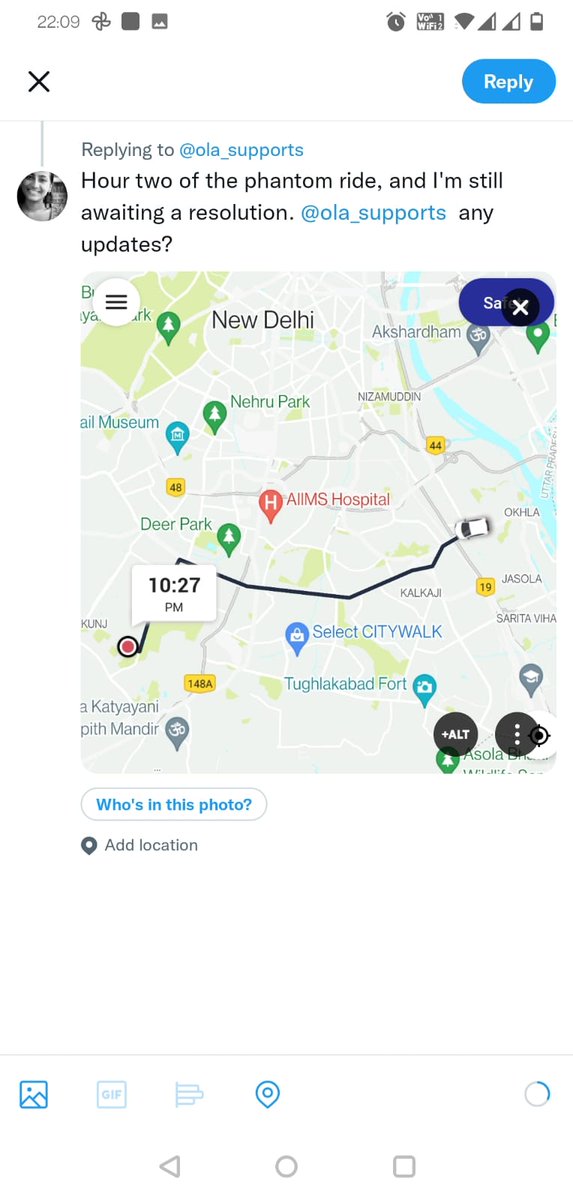 vikrant_vsingh's tweet photo. @ola_supports @Olacabs the customer support blatantly blamed for not ensuring the ride ended. Called the driver and he lied that he is on ANOTHER trip. But ola is ready to believe that and happy to blame and cause hours of torture to customers. @bhash anything to say? https://t.co/KwcXOxGQOs