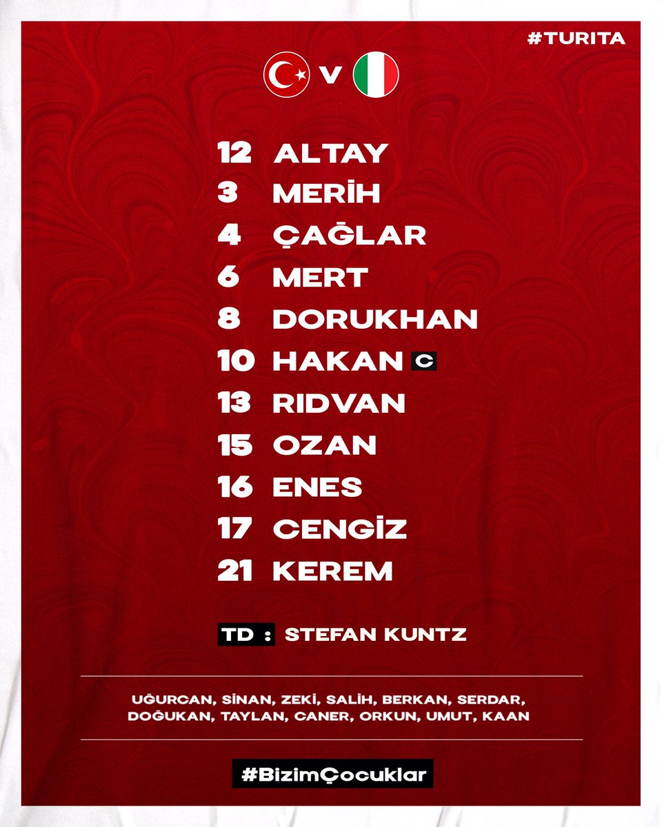 #BizimÇocuklar’ın İtalya maçı 11’i belli oldu. 🇹🇷 #TURITA