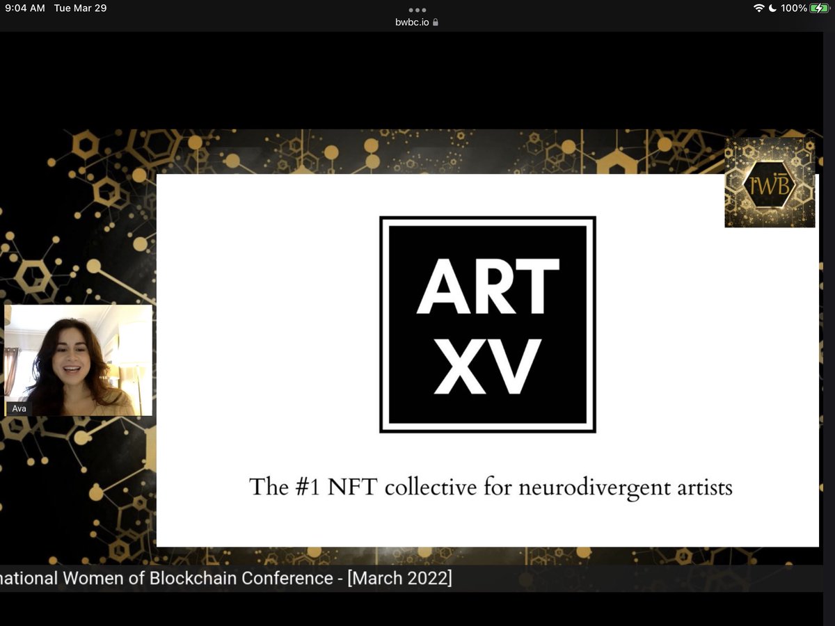 bwblockchain's tweet photo. We started the last #IWBEvent2022 NFTuesdays with a focus on neurodivergent #NFTartists. Our guest Ava @artxvnft introduced us to her efforts to create an #inclusive space.
#celebratHer
 https://t.co/kGCBQew1ra⁠
⁠@IWBevent  #womenareinblockchain
#WomensHistoryMonth https://t.co/NoeY3dFtiE