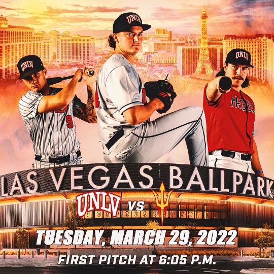 unlvbaseball's tweet photo. The big stage is set and this one is going to be fun… IT’S GAME DAY‼️

⏰: 6:05pm
📍: Las Vegas Ballpark
📊: https://t.co/s9mZGUStAh
🖥: https://t.co/3z9vQyoDPX

#BEaREBEL https://t.co/NlVc0c5UEY