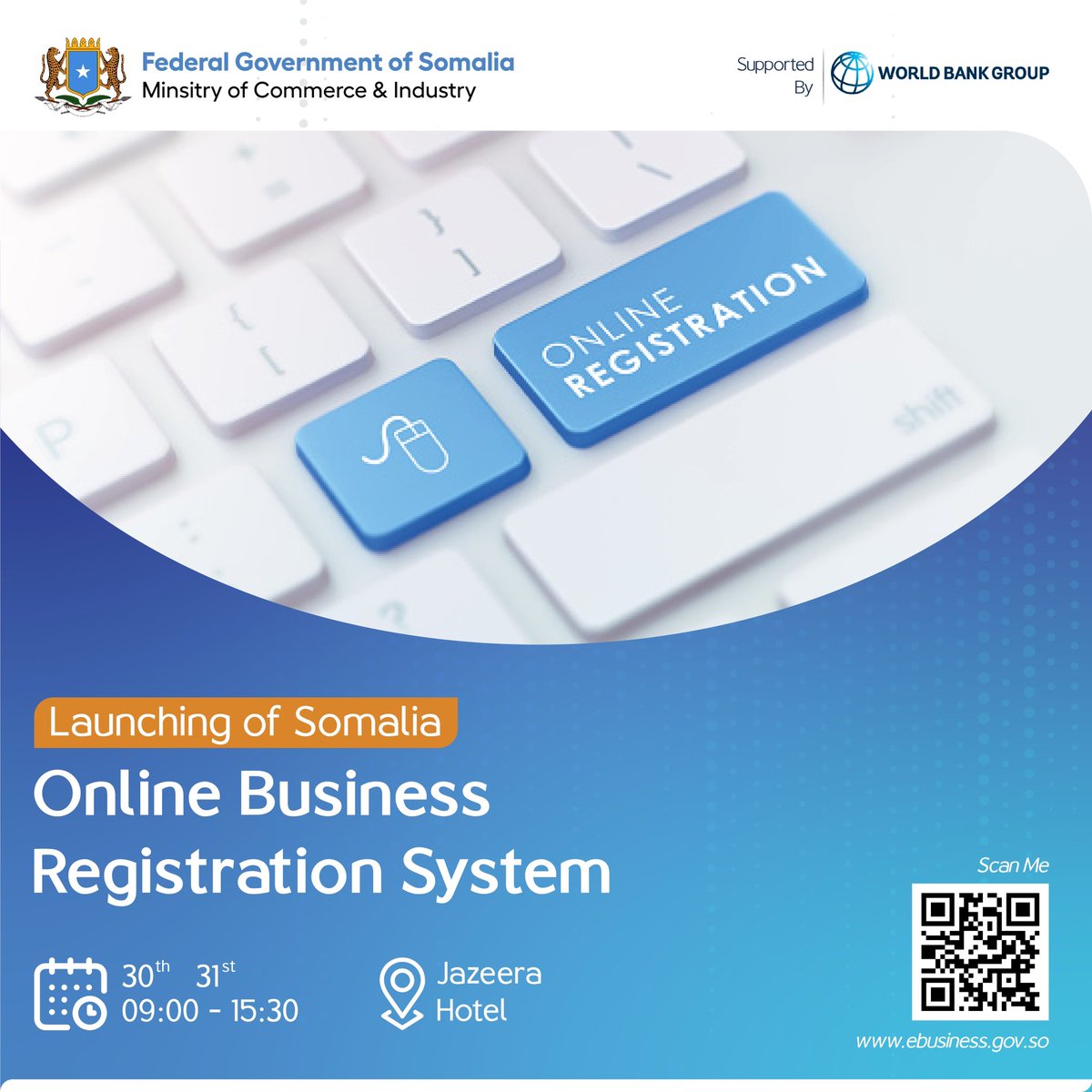 mocisom's tweet photo. We are launching Somalia Business Registration System tomorrow. This is an online system that can be accessed from anywhere in the world. We are committed to modernize the services we are mandated to offer #SBRS @Hon_Khalif https://t.co/eHVTfkkEy2