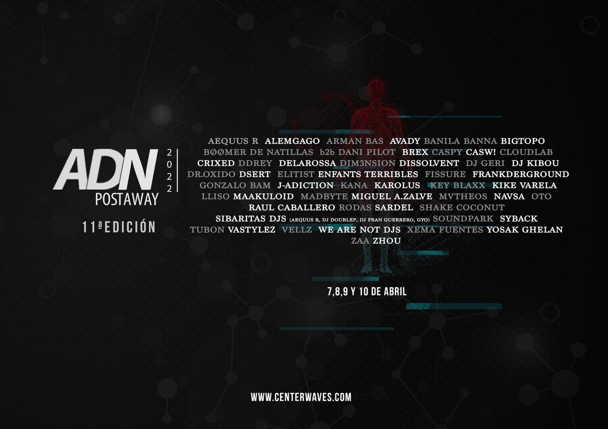 🪧ADN Postaway 2022 - 11ª edición 

📅 7, 8, 9 y 10 de abril

📎 twitch.tv/centerwaves