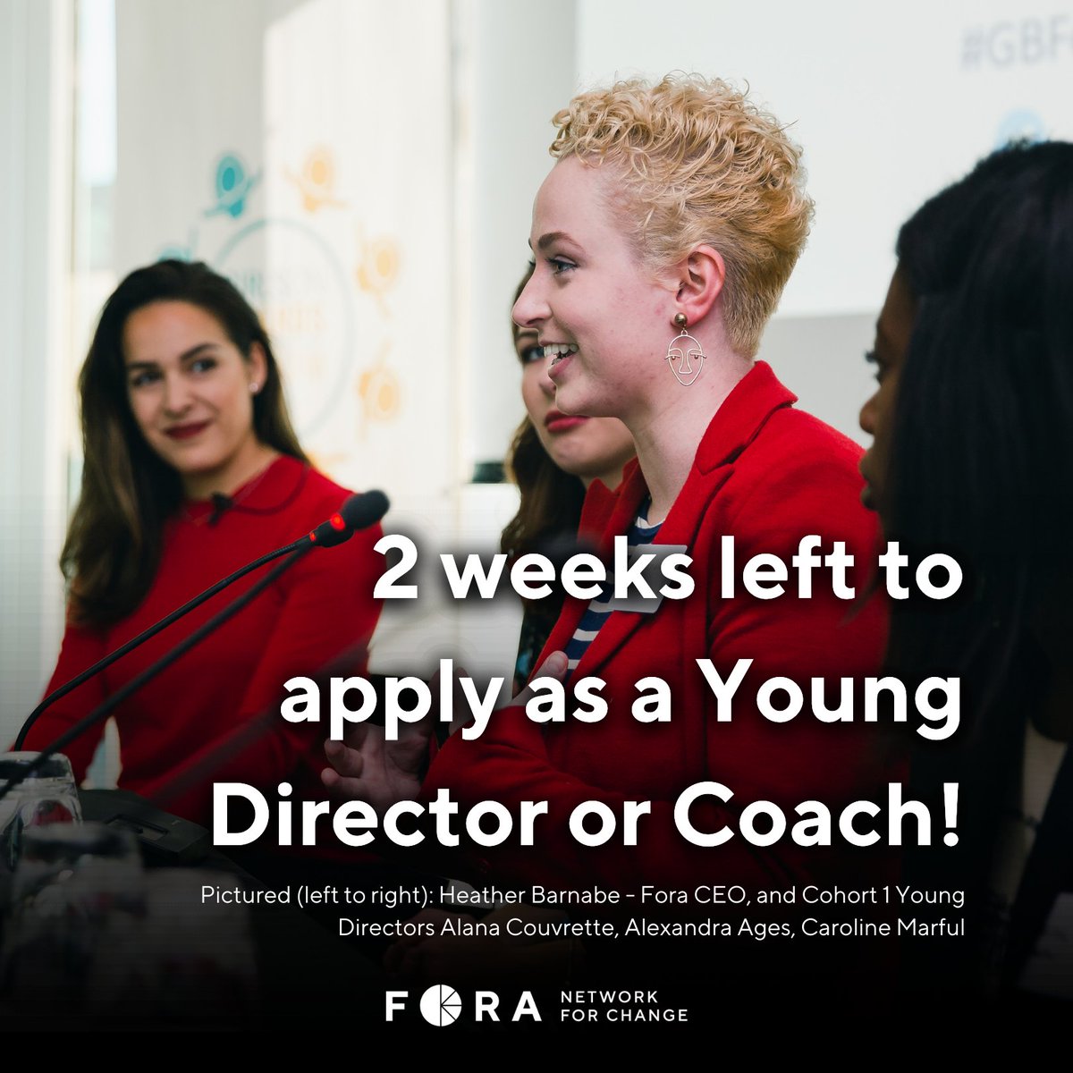 Apply to be a Young Director if you are: 
🙋‍♀️ A young woman or gender-diverse youth, aged 18 to 25 years old 
🍁 Residing in Canada
🏘️ Has a demonstrated a history in leadership or community engagement 

To learn more or submit your application, visit:
foranetwork.org/girls-on-boards