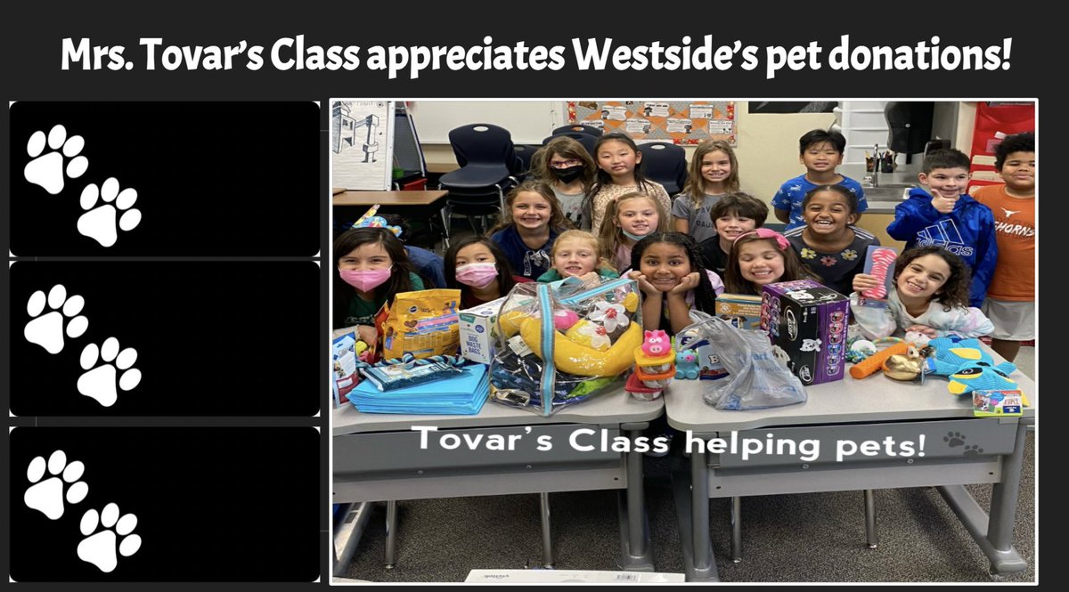 Westside LOVES pets!! Our 2nd &amp; 3rd graders collected donations to help pets in need.