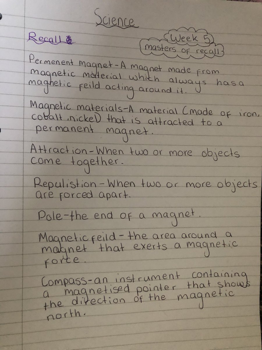 AvaMcavan's tweet photo. Recall to reactivate the knowledge in my long term memory for masters of recall @Tal2026 https://t.co/HdrSNkf7zL