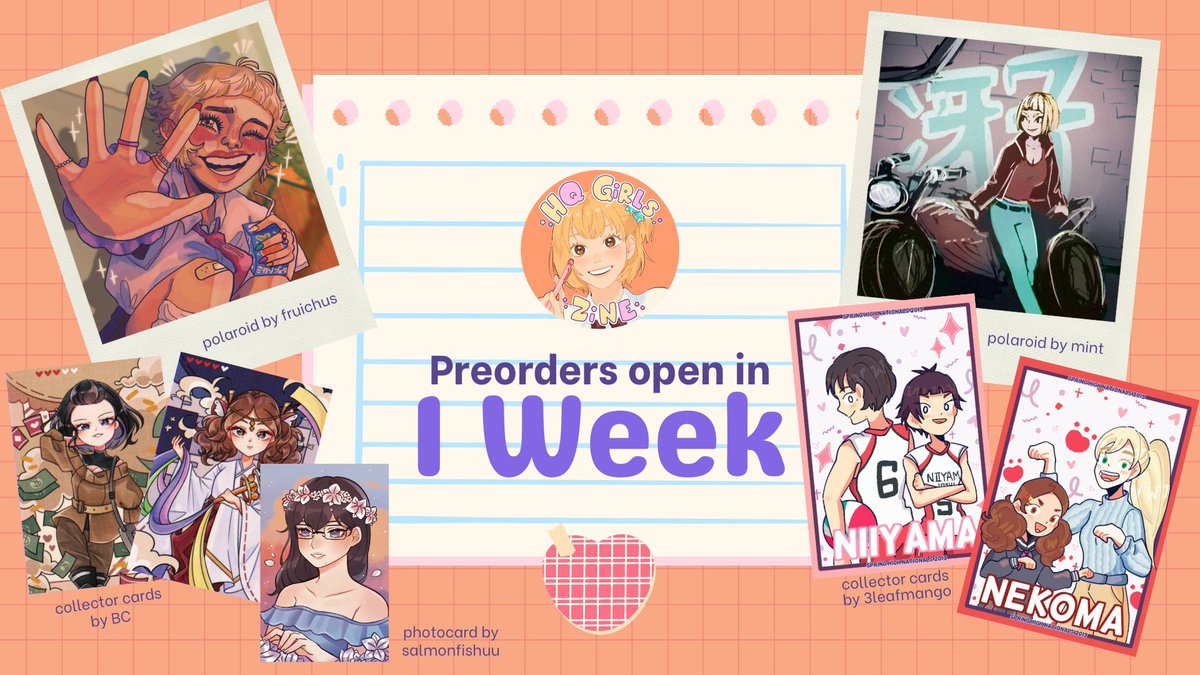haikyugirlszine's tweet photo. 💫PREORDERS OPEN IN 1 WEEK 💫

In celebration of Alisa’s birthday, Our (side of the) Story zine Preorders open on April 5th! We’re super excited to be sharing our merchandise previews for our zine. 

☕In the meantime drop a Ko-Fi request here: 
https://t.co/KT61bF2kKq https://t.co/pUvo1BflCU