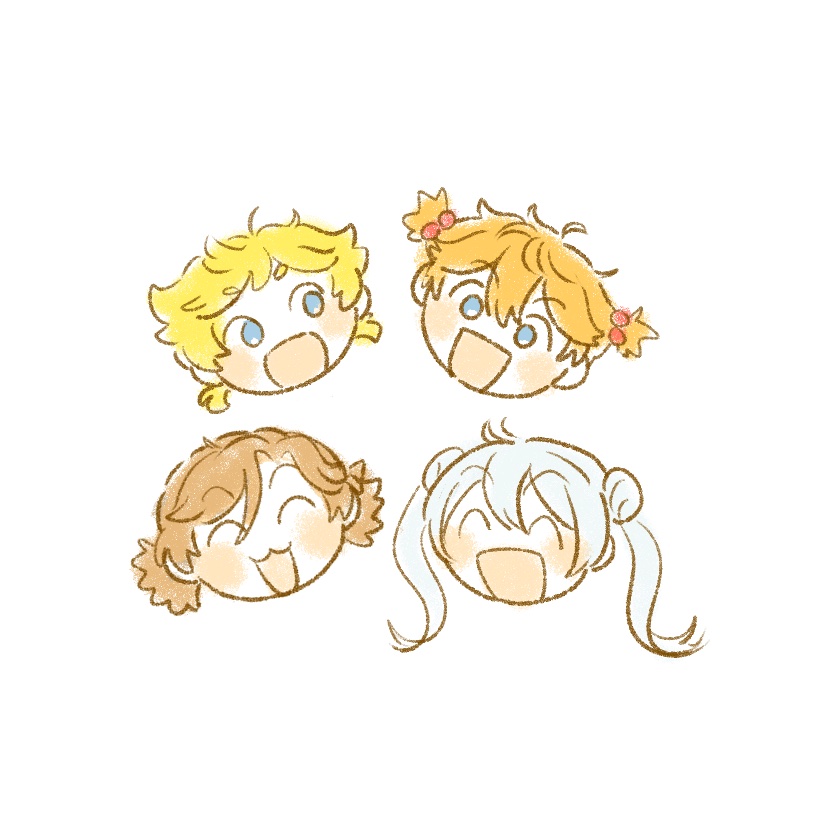 multiple boys blue eyes twintails closed eyes blonde hair smile 2boys  illustration images