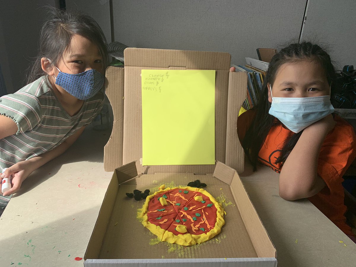 Math is so much fun. Here are our yummy fraction pizzas that we created in grade 3! <a href="/acms_nanuit/">ACMS Nanuit</a> @LorinaSpurrell