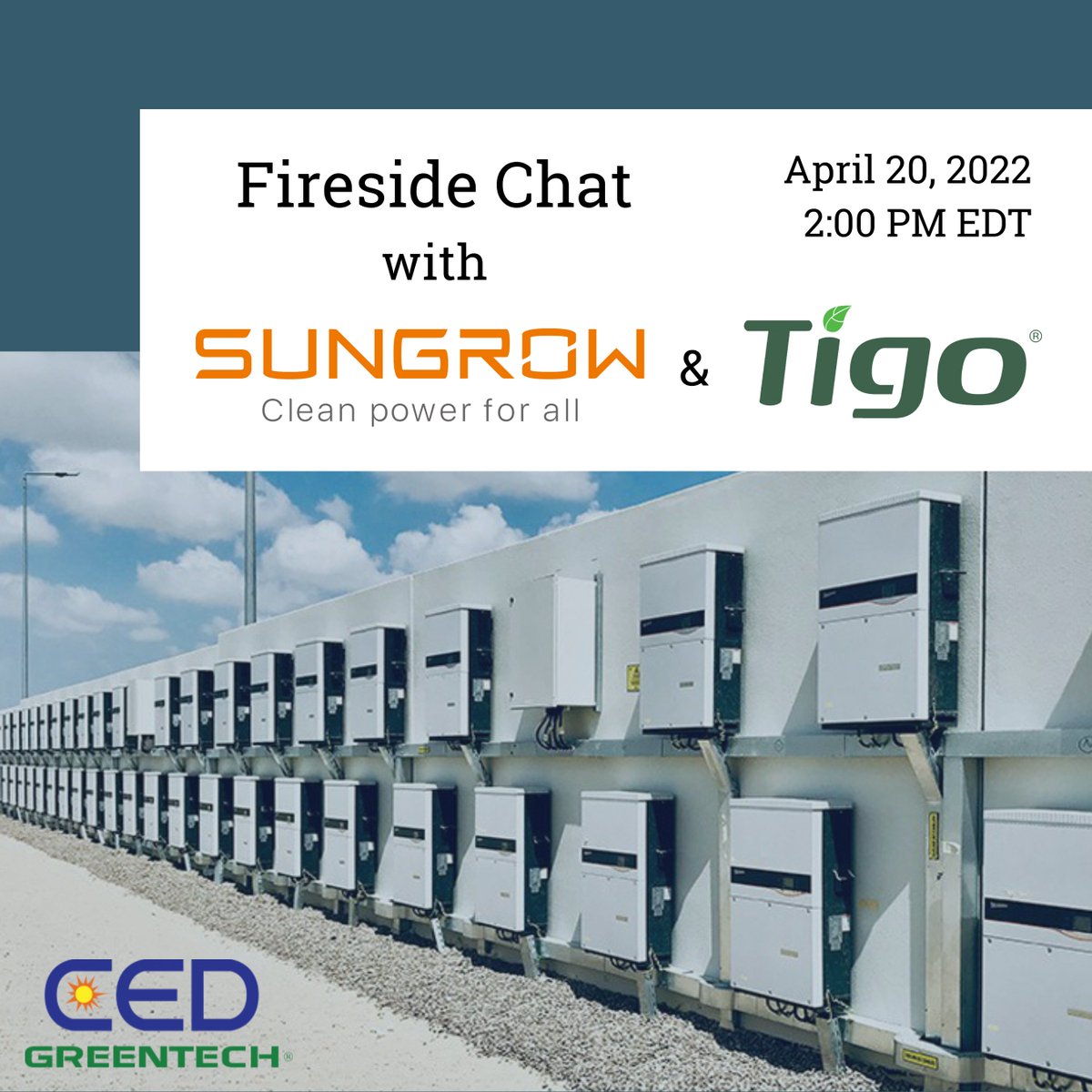 greentech_renew's tweet photo. Would you like a chance to learn about best installation practices from solar industry leaders? Join us for a fireside chat with Sungrow, featuring Tigo, this April 20! Grab your spot today: https://t.co/Ew8J9EKLnq
#cedgreentech #sungrow #tigo #solarindustry #solarevents https://t.co/sknxJWJvfX