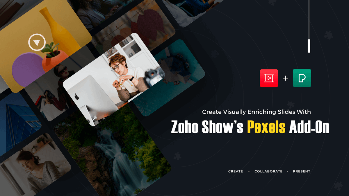 ZohoShow's tweet photo. Searching for #visuals online can be tedious and time consuming. Create visually impressive and impactful #presentations by adding eye-catching visuals right from your #slides with the @pexels add-on. 

🔗 https://t.co/8inxq1Fafr 

#ZohoShow #ShowBlog #ShowAddon #Presentation https://t.co/NIuYVcGLCy