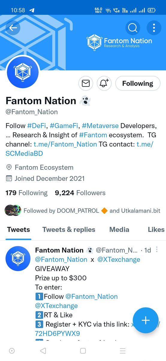 IAmNishMit's tweet photo. @Fantom_Nation @XTexchange I have joined it you should to as there is big rewards and also do spot transaction for more rewards.
@KapilYa88724940 @AyushYa25693650 @1st_elon https://t.co/ebW11Parai