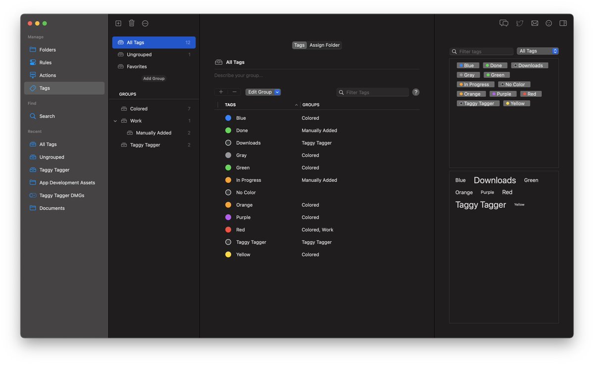 TaggyTagger's tweet photo. We've just released a new beta version (0.9.4). This time we have groups for tag categorization, automatic tagging based on file name, a dynamic tag cloud and many more features and improvements. Sign up at https://t.co/Hs8rYUR7LS to download the latest version. https://t.co/Qnl2RoEDdL