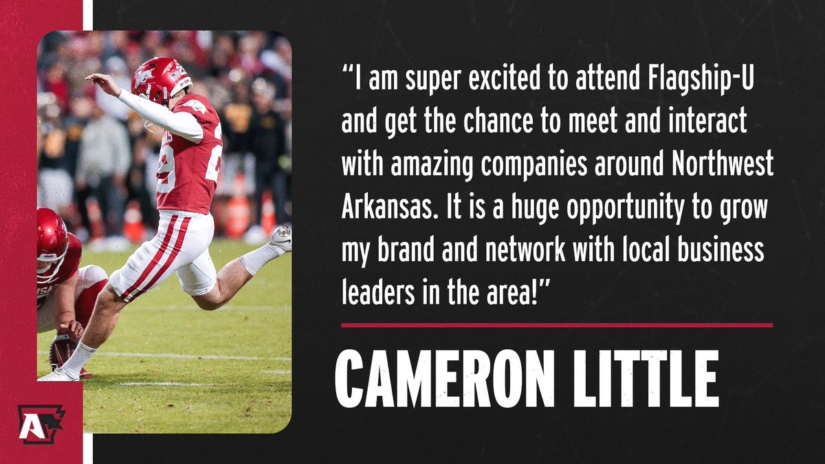 TheFlagshipAR's tweet photo. Join @cameronglittle and other @ArkRazorbacks student-athletes at Flagship U.
Don’t miss the opportunity to learn more about Name, Image, and Likeness and Influencer Marketing, from our partners at @Captiv8labs.
Flagship U | April 15 | Space is limited
#BrandAsOne https://t.co/ru9cxARH6N