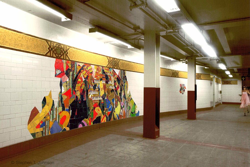 MTAArtsDesign's tweet photo. #PianoDay takes place on the 88th day of the year in keeping with the instrument’s number of keys. Equal parts string &amp; percussion, the energy and joy of the #piano enlivens the DeKalb Ave Station through Stephen T. Johnson’s “Dekalb Improvisation,” while nodding to DTBK history. https://t.co/o4vnzGiYAW