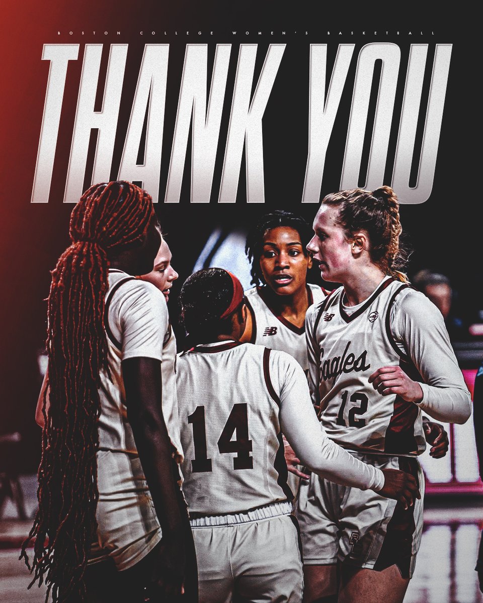 BC_WBB's tweet photo. 𝓣𝓗𝓐𝓝𝓚 𝓨𝓞𝓤, fans! 

We appreciate the support you showed us all season long. We can't wait to have you back in Conte Forum!

#TogetherAsOne | #ForBoston🦅 https://t.co/SQ14Gxy2e3