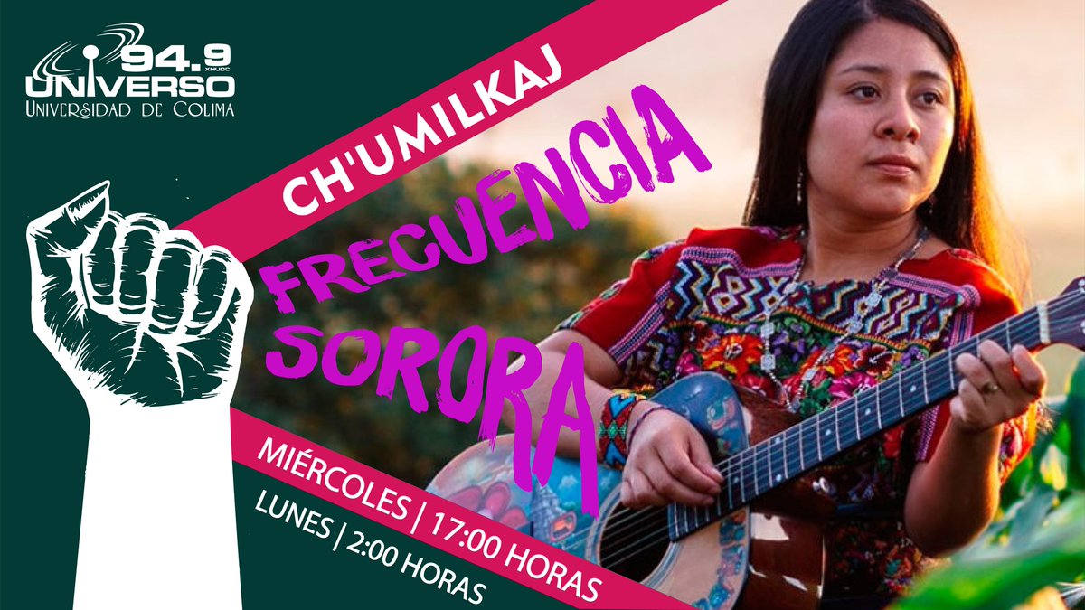 UNIVERSO949's tweet photo. Este miércoles en #FrecuenciaSorora conoceremos el trabajo de Ch'umilkaj, cantautora Kaqchikel y profesora de música, originaria de Comalapa, Guatemala.
Escúchanos en punto de las 5:00 de la tarde
 ➡ https://t.co/kgewsOExTW https://t.co/kZcsNB8tha