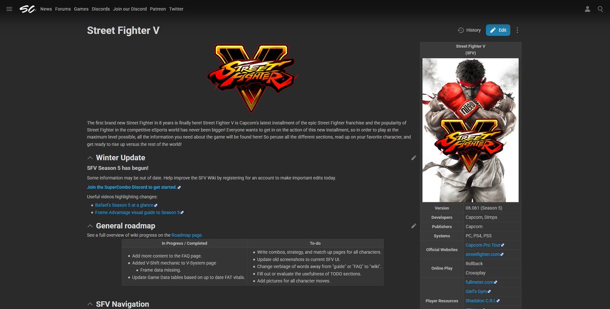 shiburizu's tweet photo. #SFV's definitive update has switched up what's optimal for a ton of characters, so now is a better time than ever to contribute to the Street Fighter V Wiki @SuperComboGG. 

Check it out: https://t.co/rKTnSrHcqb https://t.co/wajhHrgCXq