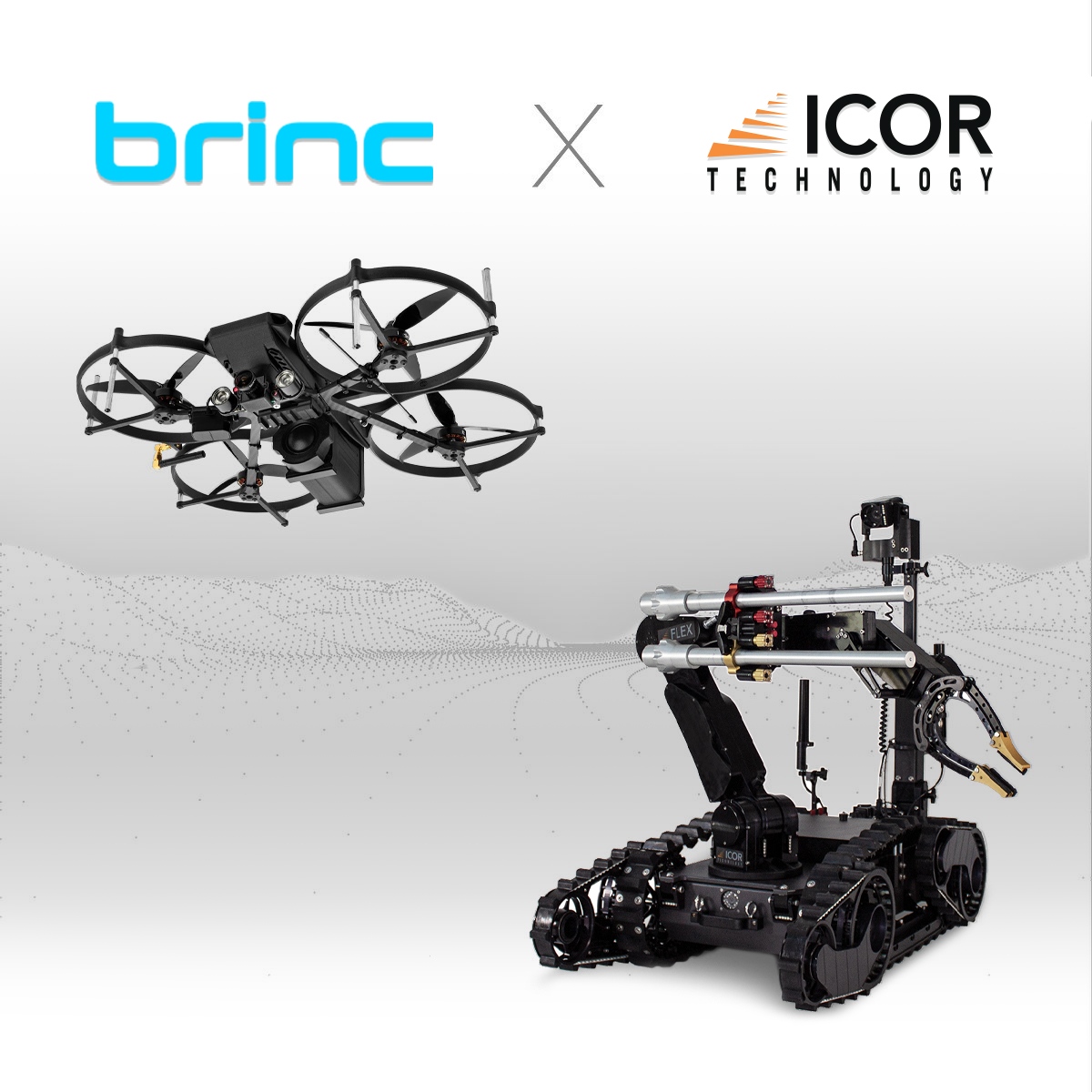 ICORTechnology's tweet image. ICOR Technology &amp;amp; @BrincDrones are excited to announce an integration partnership to advance air &amp;amp; ground robotics for public safety operators globally.

Read the full story - brincdrones.com/icor-technolog…
⁠
⁠----⁠
⁠
#eod #bombrobot #police #policerobot #robot⁠ #brinc #txpsrobots