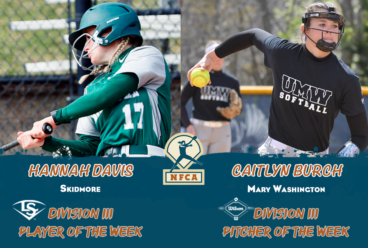 National Fastpitch Coaches Association (@nfcaorg) on Twitter photo ๐ฅ Skidmore's Hannah Davis & <a href="/UMWSoftball/">UMW Softball</a>'s Caitlyn Burch claim Division III <a href="/sluggerFP/">Louisville Fastpitch</a> Player & <a href="/wilsonballglove/">Wilson Baseball & Softball</a> Pitcher of the Week honors!
๐ bit.ly/3ISR4G2
<a href="/SkidmoreSID/">Skidmore Athletics</a> ๐ฅ Skidmore's Hannah Davis & <a href="/UMWSoftball/">UMW Softball</a>'s Caitlyn Burch claim Division III <a href="/sluggerFP/">Louisville Fastpitch</a> Player & <a href="/wilsonballglove/">Wilson Baseball & Softball</a> Pitcher of the Week honors!
๐ bit.ly/3ISR4G2
<a href="/SkidmoreSID/">Skidmore Athletics</a>