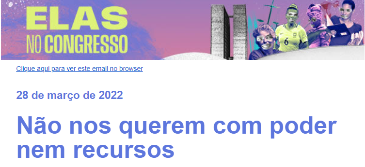 PactoDemocracia's tweet photo. A @elasnocongresso, ferramenta da @revistaazmina lançou um boletim especial sobre a #PEC18
⬇️Vale a pena assinar a newsletter e acompanhar a discussão sobre a temática na íntegra. https://t.co/HX0B6dR9MH
#CONTRAPEC18 #PorMaisMulheresNoPoder https://t.co/EhcrsEfLvm