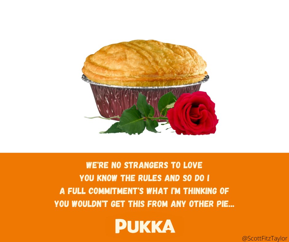 ScottFitzTaylor's tweet photo. Brief of the Day: Advertise anything using song lyrics. #OMBLyricChallenge @OneMinuteBriefs. @PukkaPies are never gonna give you up, never gonna let you down... https://t.co/IPoc3PT7HZ