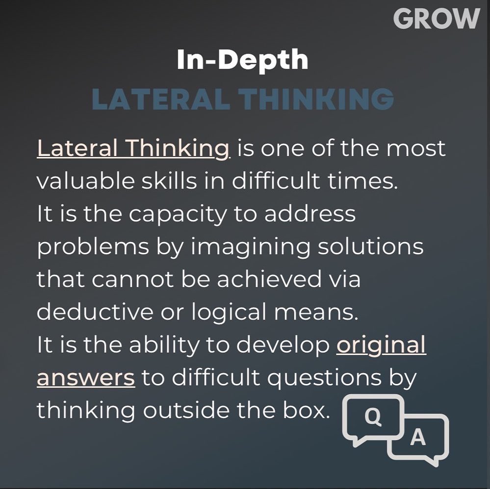 _thegrowproject's tweet photo. Lateral Thinking is the ability to think outside the box. It boosts creativity and enhances cognitive skills. 

Want to know how you can implement it? Read the full post now!

Curated by Pihoo Sahni and Janya Gupta

Designed by Tanmay Agrawal and Gaurang Agarwal

(1/2) https://t.co/OnSlTXqEsl