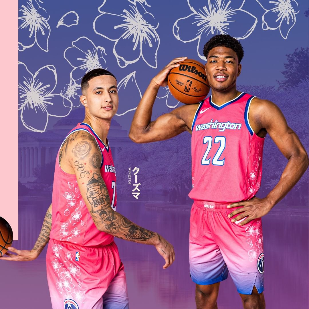 Kuz in the new Cherry Blossom Jersey : r/washingtonwizards